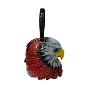 Proud to Be An American Red Yellow Black 3D Eagle Head Mini Bag Clutch